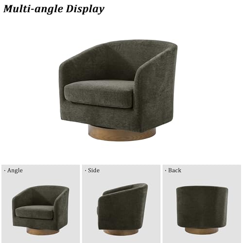 Sillón giratorio redondo chenille tan moderno miniatura 5