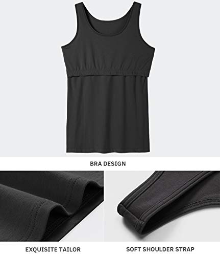 Vislivin Cotton Tank Tops with Shelf Bra for Women Stretch Tanks Wide Strap Undershirts3