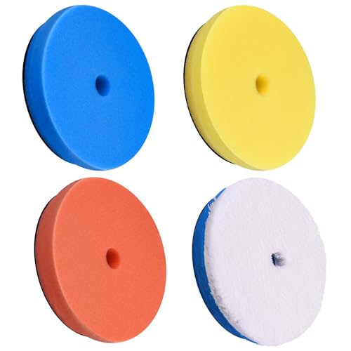 SIQUK 4 Pièces Éponge de Polissage Voiture 150mm, Éponge Polir Auto Polissage Pad Tampon Pad pour Voiture Ponçage Polissage