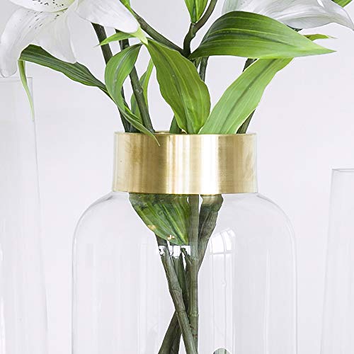 image for cyl home Vases Cylinder Clear Glass Flower Arrangement Vases Brass Gol