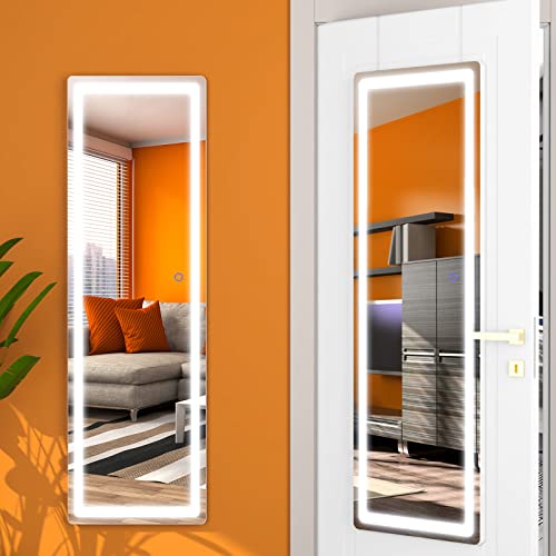 FENNIO Full Length Mirror with Lights 47"X15" LED Over The Door Full