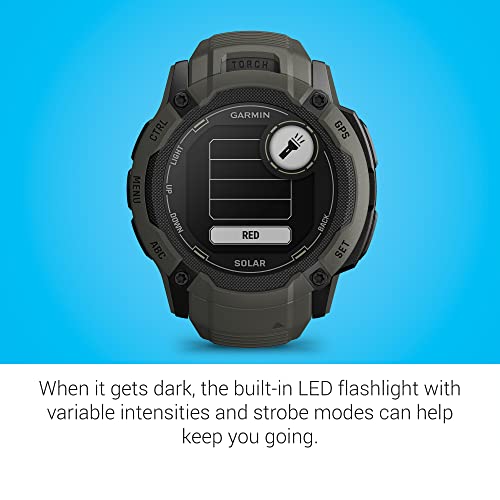 Image of Garmin Instinct 2X Solar, Rugged GPS Smartwatch, Built-in Flashlight, Solar Charging Capability, Multi-Band GNSS, Moss