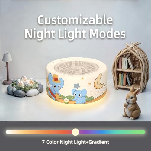 Image of Kipcush White Noise Machine for Baby & Adults, Sleep Sound Machine with 30 Soothing Sounds, 8-Color Night Light, Memory Function, White Noise for Sleeping, Nursery, Office, Travel, Relaxation