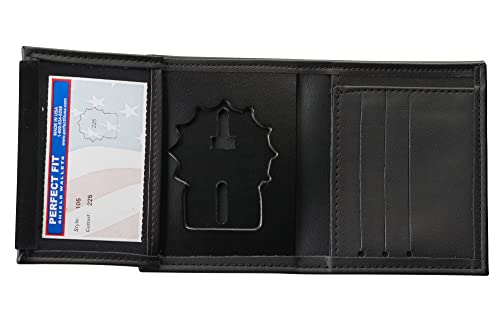 Perfect Fit Shield Wallets NYPD Detective Style Hidden Badge Wallet Leather Black (Cutout PF225)