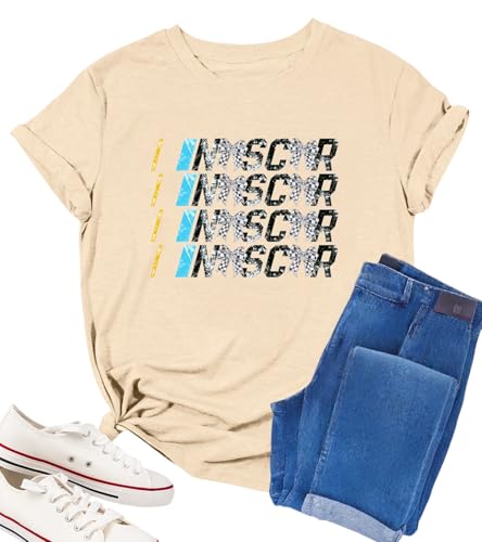 Racing Shirts for Women Start Your Engines Shirts Car Tshirts Checkered Flag Graphic Race Lover Raceday Short Sleeve Top