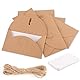 Mini Briefumschläge Set, 30 Stück Kraftpapier Umschläge mit 30 Blanko Karten, und Hanfseil, Kleine Briefumschläge mit Herz Verschluss für DIY, Geschenkkarten(10x6cm)