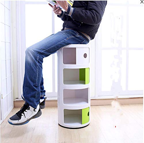 Mesita de noche redonda contra el desorden en dormitorios pequeños con armario modular de 4 capas 3