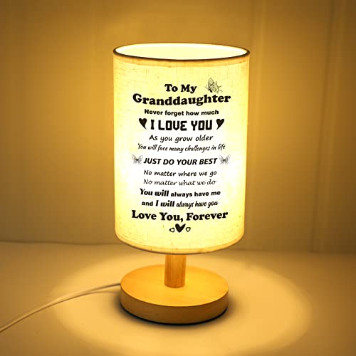 Funnli Granddaughter Gifts From Grandma Grandpa - Birthday Graduation Gifts For Granddaughter - 9.1 Inch Fabric Wooden Desk Night Lamp - Anniversary Christmas Gifts For Granddaughter #TOP1