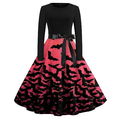Disfraz de Halloween, disfraz para mujer, Halloween, vestido de Halloween, estampado de Halloween, vestido de manga larga, vestido de cóctel swing cosplay, vestido hepburn disfraces de halloween para Disfraz de Halloween, disfraz para mujer, Halloween, vestido de Halloween, estampado de Halloween, vestido de manga larga, vestido de cóctel swing cosplay, vestido hepburn disfraces de halloween para