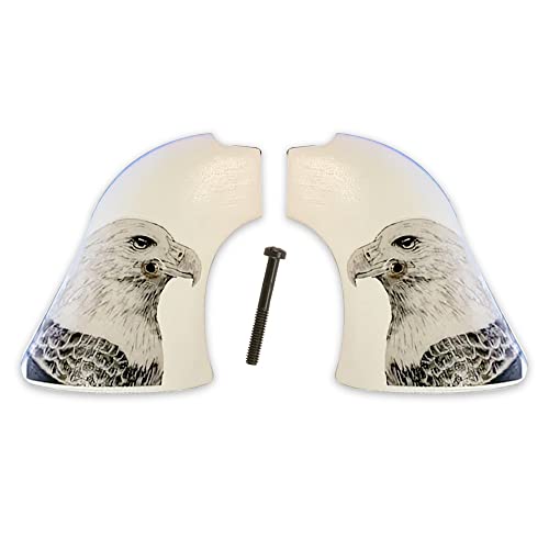 Premium Gun Grips Compatible Replacement for Heritage Arms Rough Rider ABS Faux Ivory with UV Printed HD Image of Bald Eagle Gun Grips - Premium Gun Grips