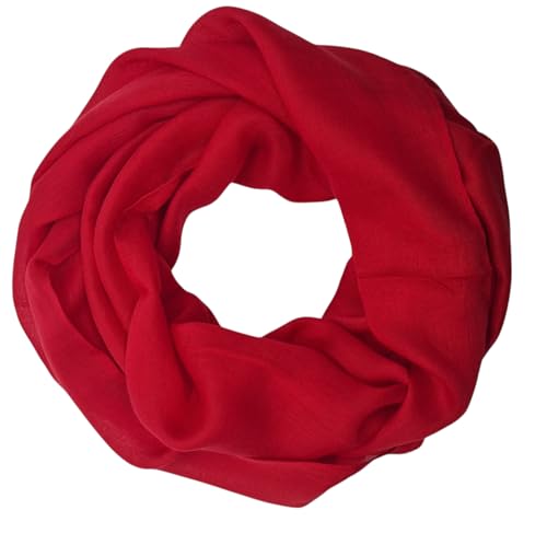 zarolo Damen Loop Schal Unifarben, leichter dünner Schlauchschal, Damen Halstuch Unifarben, Rundschal einfarbig aus leichet Viskose