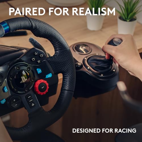 Image of Logitech G G29 SE Driving Force Racing Steering Wheel and Pedals, Force Feedback, Genuine Leather + Logitech G Driving Force Shifter - for PS5, PS4 and PC, Mac - Black