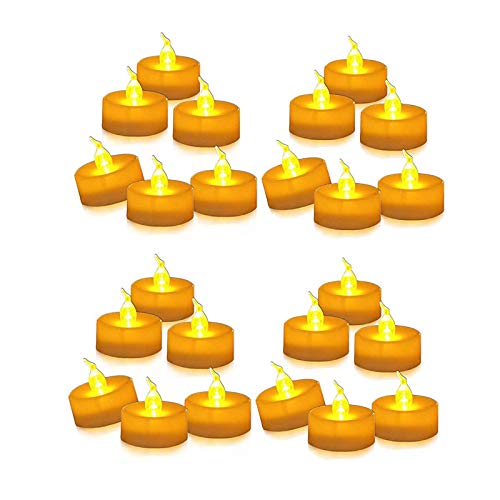 Youngerbaby 1.4 Inch Led Tea Lights with Timer Flickering Amber Light Small Flameless Candles Battery Operated -6 Hrs on 18 Hrs Off in 24 Hours Cycle for Wedding, Party,Home Decorations - Auto Timer
