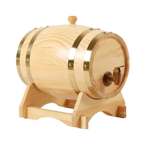 AIMALL 5L Wooden Pine Wine Barrel - Timber Spirits Cask for Whiskey, Rum, Beer & Port | Vintage Barrel with Aluminum Liner & Wooden Tap