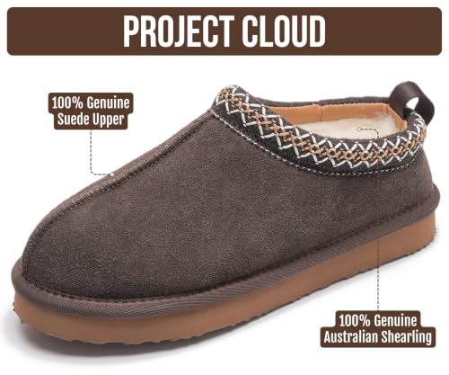 Image of Project Cloud 100% Genuine Leather Shearling Slippers for Women (Nerita) | Australian Fur Lining Memory Foam Insole Non Slip EVA Sole Fuzzy Plush House Shoes Warm Cozy Indoor Footwear Everyday Comfort