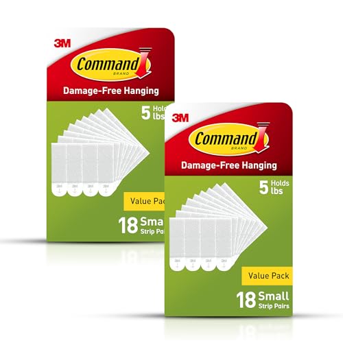 Command 4 lb Small Picture Hanging Strips 36 Pairs (72 Strips) Damage-Free Hanging Picture Hangers No Tools Wall Hanging Strips for Home Decor White Adhesive Strips