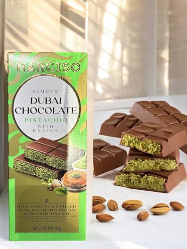 Dubai Chocolate Bar Pistachio Kataifi – Viral Dubai Chocolate with Knafeh and Pistachio Cream, (Single Pack - 93gr)