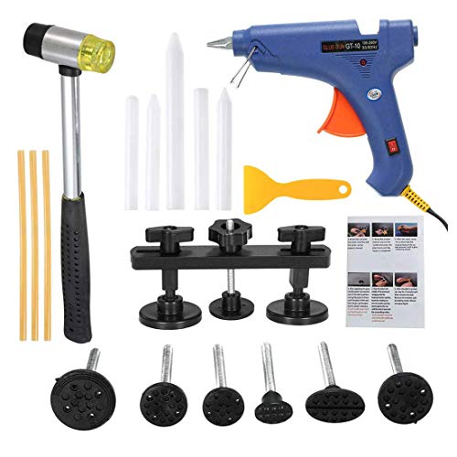 VISLONE Paintless Dent Repair Tools Kit Auto Body Dent Repair Tool Dent Lifter Puller with Glue Gun and Bridge Dent Puller for Car Dent Repair and Metal Surface Dent Removal