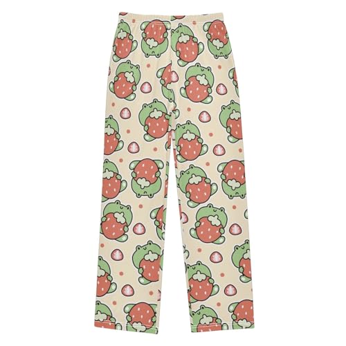 ZZKKO Cute Frog Strawberry Fruit Boys Pants for Kids Jogger Pants with Pockets S-XL