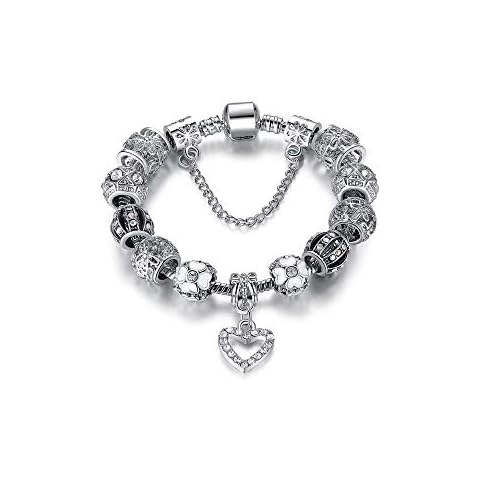 Savlano Silver Tone Heart Charm Bracelet Cover