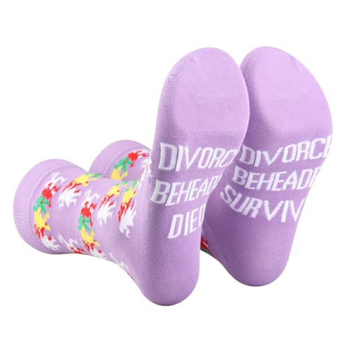 AATOP 2 Pairs Six Musical Queens Socks Broadway Musical Gift British Musical Lover Gift Divorced Beheaded Survived Died (DIVORCED sku)