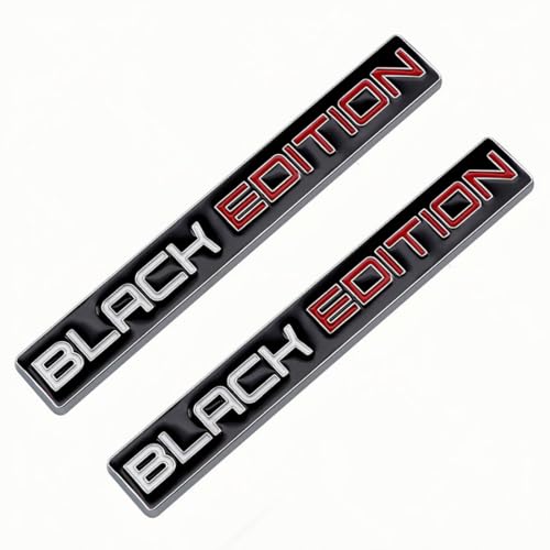 Image of 2pcs Black Edition Metal Emblem 3D Badge Replacement for Car Truck Side Door Bike Stickers Nameplate (Silver White Red)