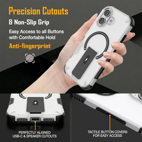 Image of ZAP CASE Matte Kickstand Case for iPhone 17 | Magsafe Compatible | Premium Polycarbonate Back + Flexible TPU Bumper | Foldable Stand | Military-Grade Drop Protection | Anti-Fingerprint | White