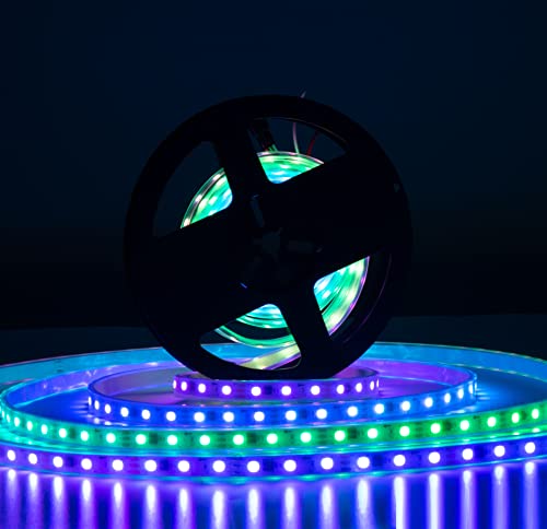 Image of WS2811 LED Strip Addressable Pixel Strip Light SMD 5050 RGB Dream Color LED Pixel RGB Strip Non-Waterproof DC12V (16.4FT 300LED, Black PCB Waterproof IP67)