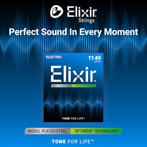 Image of Elixir Strings 19102 Coated Nickel Electric Guitar Strings, Medium (.011-.049)