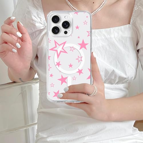 Houdqklee Magnetic Pink Star for iPhone 14 Plus/15 Plus Case, Cute Kawaii Girly Star Phone Case Compatible with MagSafe, Clear Soft Slim Fit Protective Case for Women Girls for iPhone 14 Plus/15 Plus - image 6