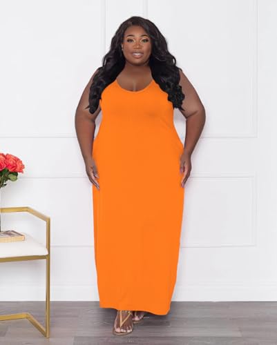 Image of TOPSRANI Womens Plus Size Maxi Dresses for Women Oversize Casual Short Sleeve V Neck Loose Plain Solid Trendy Summer Dress