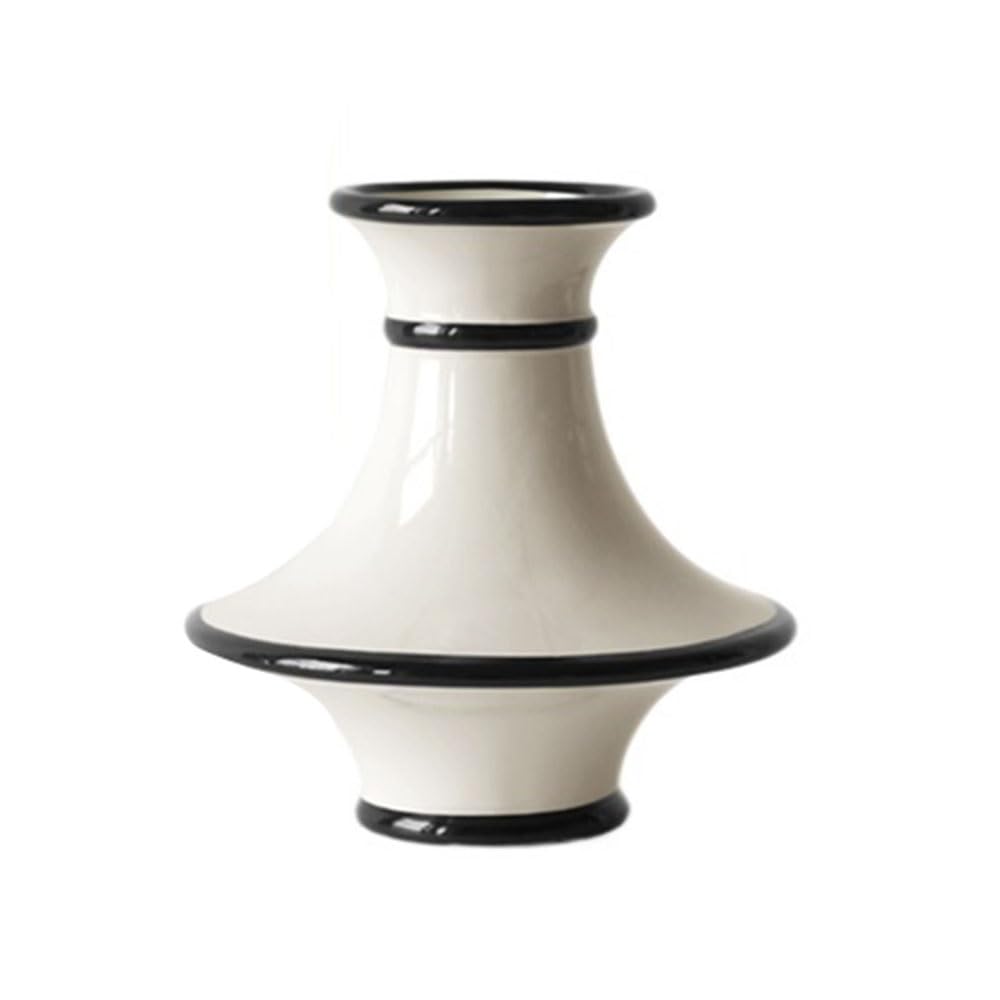 flower vase Vintage Color Block Ceramic Vase Hydroponic Flower Vessel for Living Room Entryway Decor(Small)
