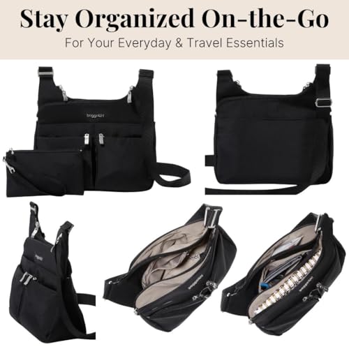 Image of Baggallini Crossbody Travel Bag 11x8.5 Lightweight Water-resistant Nylon Handbag