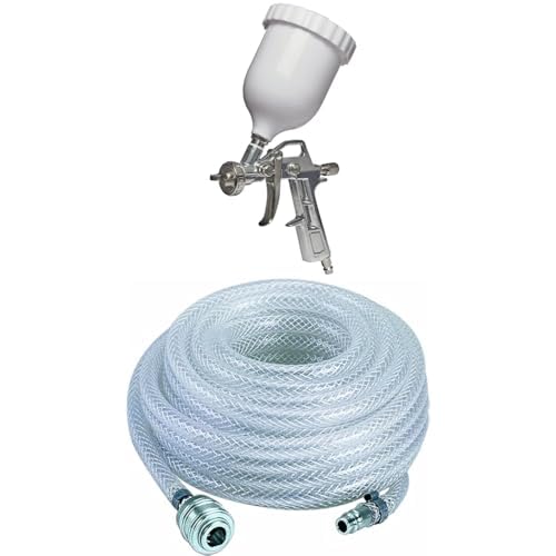 Pistolet pulvérisation peinture compresseur 5 bar tuyau 15m écoulement gravité réservoir