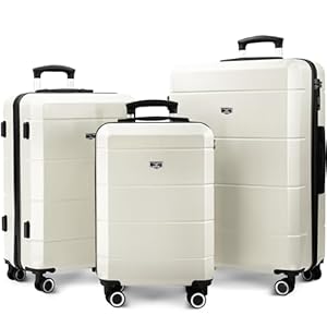 LUGG Travel Suitcase Set - Jetset 3-Piece Hard Shell Luggage, 20" 24" 28 Strong & Lightweight with Secure TSA Lock, Smooth 360° Wheels, Internal Pockets - Airline Approved