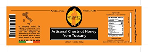 Giannetti Artisans Unpasteurized Chestnut Honey from Tuscany, Italy - Artisan Produced (17.63 oz - 500g)
