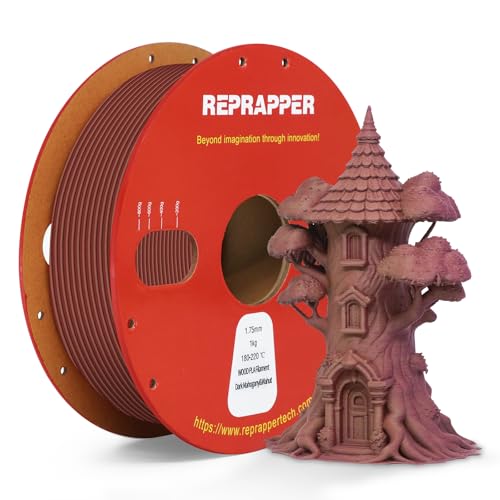 Image of Reprapper Dual-Tone Wood PLA Filament 1.75mm, Dark Mahogany & Natural Blend with Real Wood Fiber, Specialty 3D Printer Material for Realistic Prints, 1000g