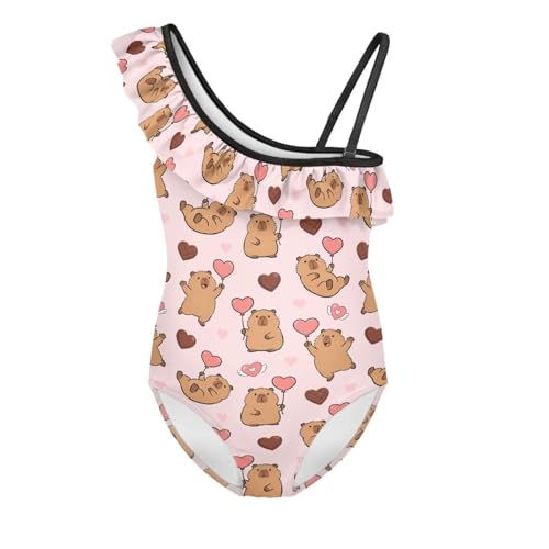 Image of Girls Swimsuit One Piece Ruffle Swimsuit Non-Slip Straps UPF 50+ for Girls Size 3-14 Years