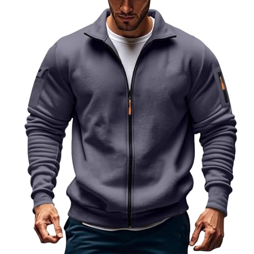 Winter Coats for Men Full Zip Sweatshirts Casual Stand Collar Workout Jackets Outdoor Lightweight Athletic Coat