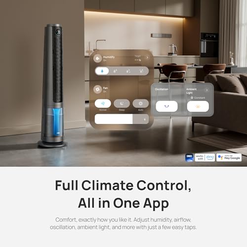 DREO TurboCool Misting Fan 765S, Fans that Blow Cold Air, 10ยฐF Cooling, 34ft/s Fast Evaporative Air Cooler, 6L Tank, 20 dB Quiet DC Motor, 90ยฐ Tower Fan with 12 Speeds, 4 Modes for Home, Grey by DREO - Used condition - Image 8