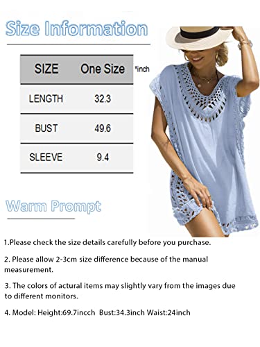 Bikinx Swimsuit Coverup For Women V Neck Crochet Dress Cut Out Bikini Cover Ups For Size S-Xl Black #TOP4