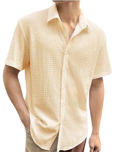 Image of Pinkmint Popcorn Shirt for Men Soild Slim Fit Sleeve Spread Collar Trendy Men Shirt Summer Wear Goa Wear Olive