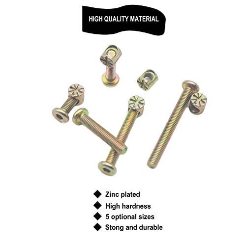 Crib Bolts Replacement Kit, cSeao Zinc Plated M6 Socket Cap Bolt Barrel Nuts Assortment Kit for Cot Chairs Chest Furniture Bed, M6x15mm/25mm/35mm/45mm/55mm