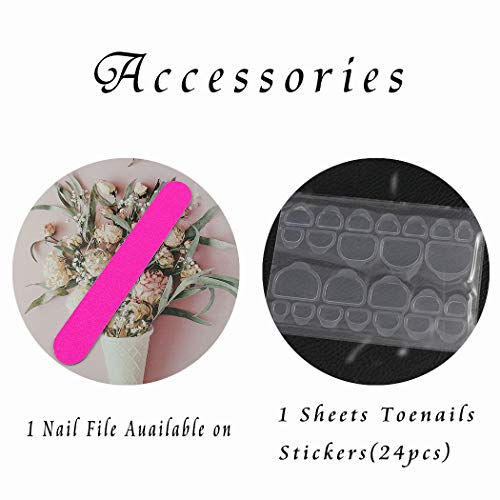 Rodaky Solid Color Press On Toe Nails Glossy False Toe Nail Fashion Blue Fake Toenails For Women Full Cover Acrylic Foot Nails Design Toenail Tips 24Pcs #TOP4