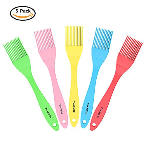 Silicone Basting Brush-Baking Brush-Cooking Brush, Food Brush for Baking, BBQ and Cooking-BBQ, Pastry, Sauce, Butter and Oil Brush, Turkey Baster-Use for Grilling, Marinating, Desserts Baking (5 Pack)