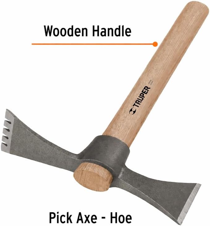 Truper Mattock-Axe Tool, 20 oz Forged 5160 Chrome Steel Head with 3-3/8-Inch Chisel, 14-Inch Overall Length, Wood Handle (Model MART-TH /19817)