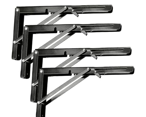 Sk 4 PCS,12 INCH(30 CM) Folding Shelf Brackets, Heavy Duty Shelves Bracket Stainless Steel Wall Foldable Shelf Brackets for Table Folding Table Wall Table, Space-Saving GRE-P240-image-35