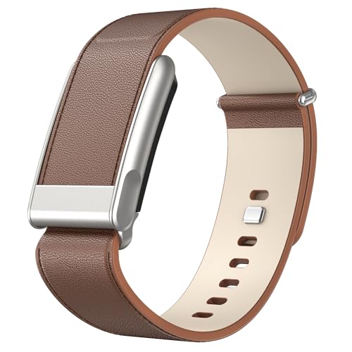 mimo Leather Band Compatible with Whoop 5.0 (One Peak Life) Top Grain Genuine Leather Tear-Resistant Replacement Band for Men & Women Reinforced Durable Wristband Strap Not Compatible with Gen 4 (Brown Silver For WHOOP MG Bands-Life/MG)