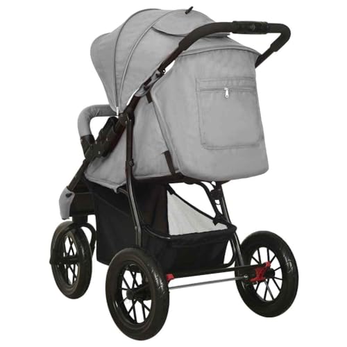6. Bild von vidaXL Kinderwagen mit Verdeck Korb Einhand-Klappsystem Kinder Baby Buggy Kinderbuggy Kindersportwagen Reisebuggy Sportwagen Hellgrau Stahl