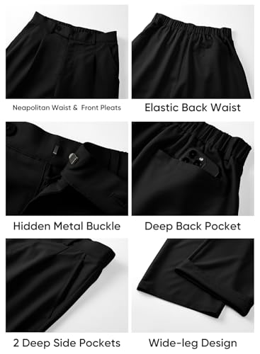 Image of JMIERR Mens Baggy Casual Dress Pants Lightweight Pleated Old Money Wide Leg Pants Loose Relaxed Fit Trousers